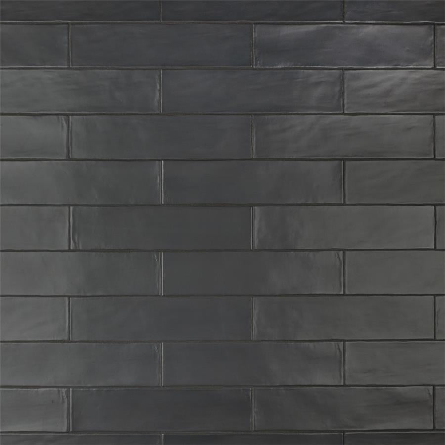 SomerTile - Chester 3" x 12" Subway Tile - Matte Nero Installed