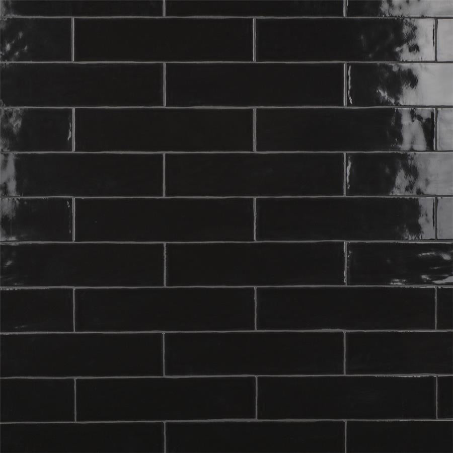 SomerTile - Chester 3&quot; x 12&quot; Subway Tile - Nero Installed