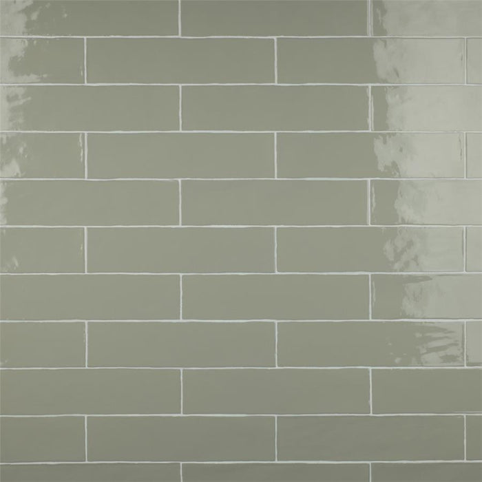SomerTile - Chester 3" x 12" Subway Tile - Sage Installed