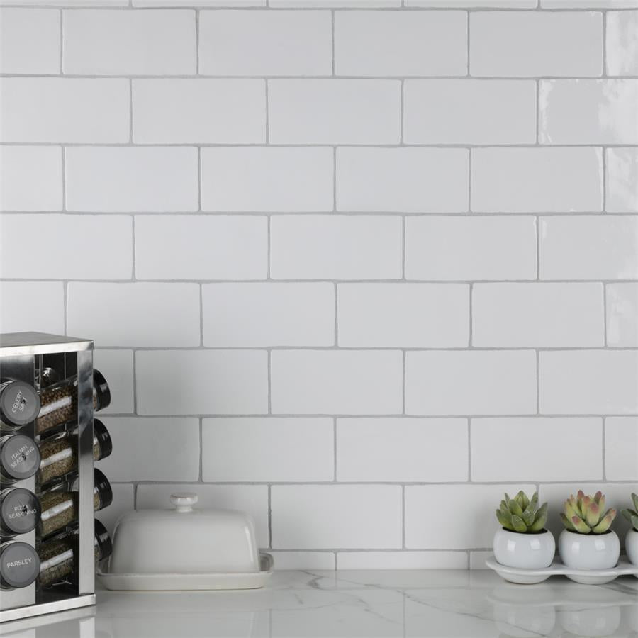 SomerTile - Chester 3&quot; x 6&quot; Subway Tile - Bianco Installed