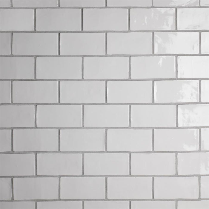 SomerTile - Chester 3" x 6" Subway Tile - Bianco w/ Dark Grout