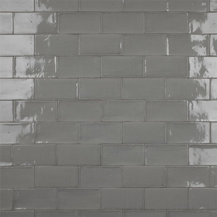 SomerTile - Chester 3" x 6" Subway Tile - Grey w/ Dark Grout
