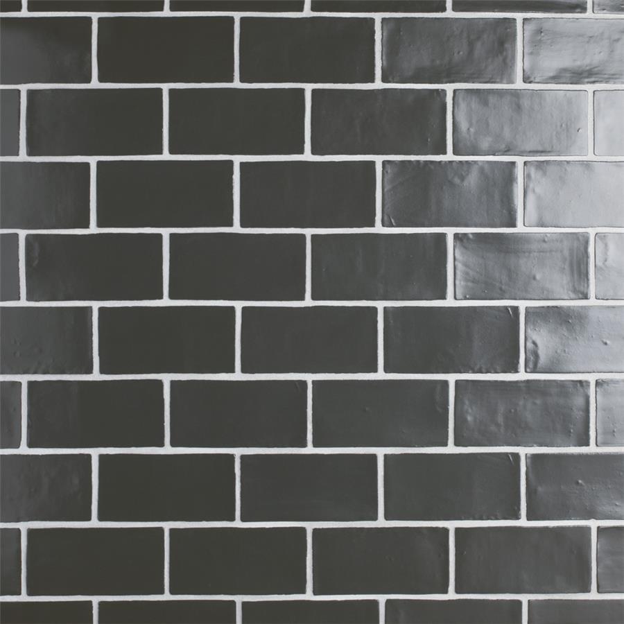 SomerTile - Chester 3" x 6" Subway Tile - Matte Nero w/ White Grout