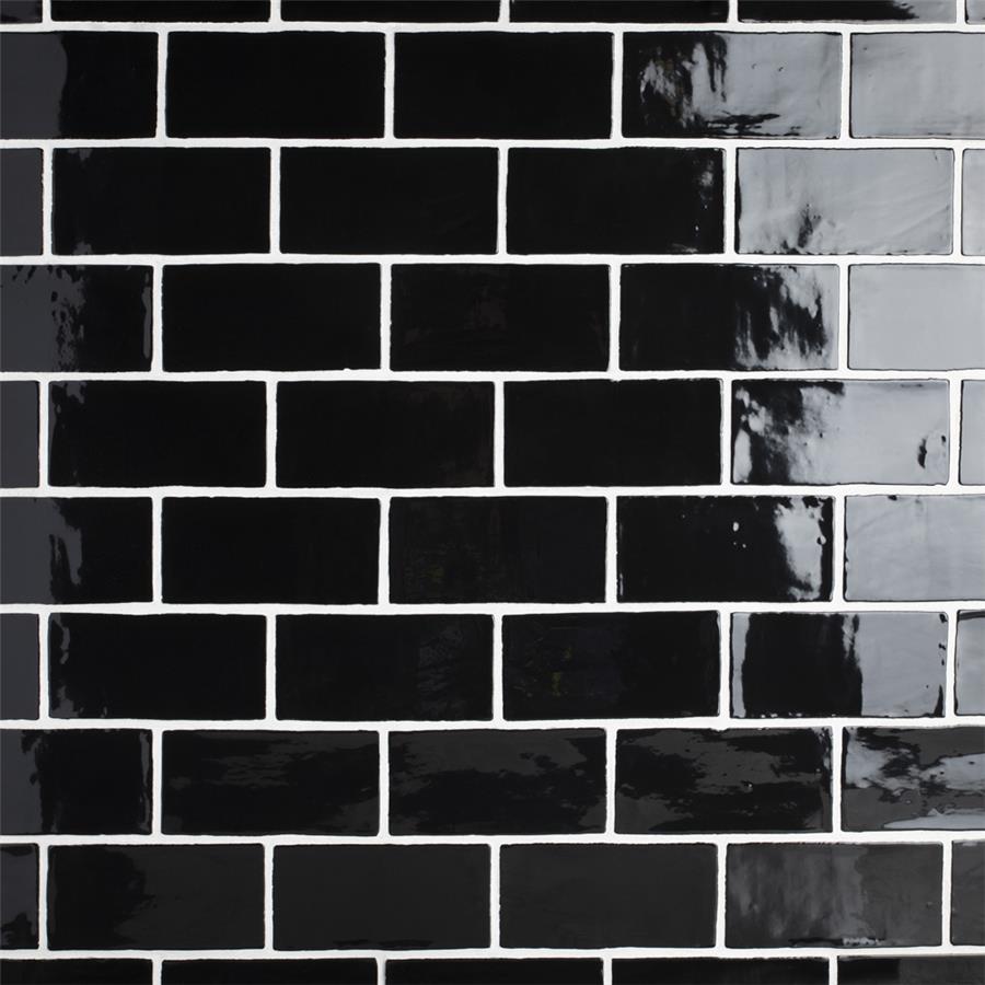 SomerTile - Chester 3" x 6" Subway Tile - Nero White Grout