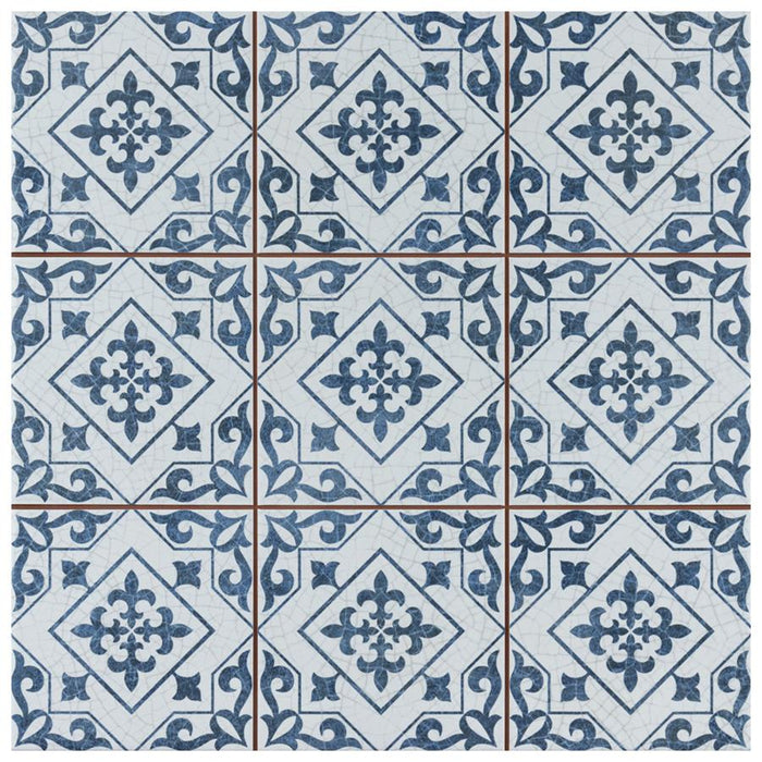SomerTile - Harmonia 13 in. x 13 in. Ceramic Tile - Atlantic Cobalt Blue