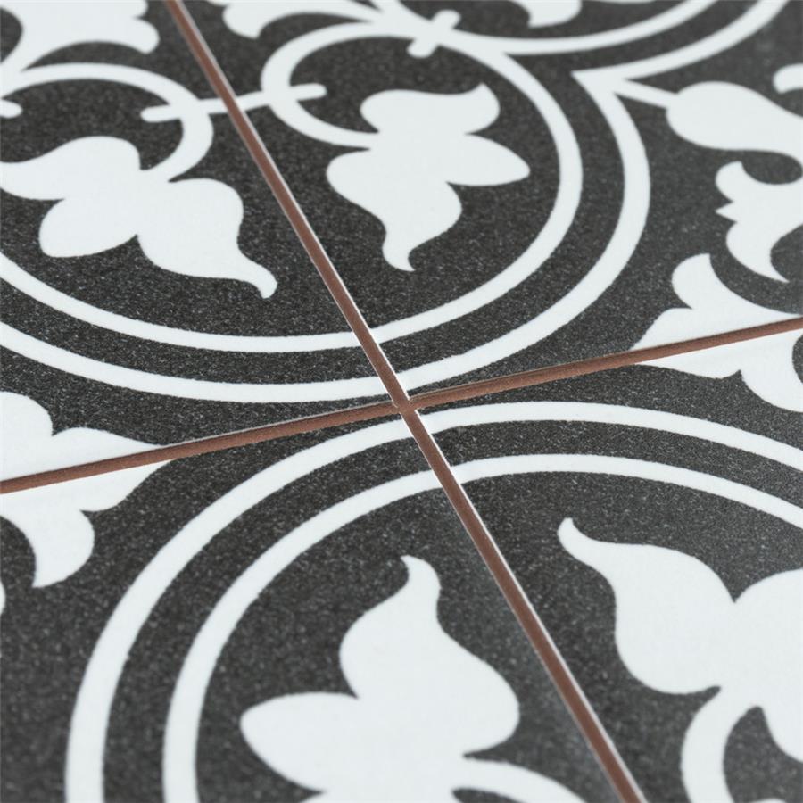 SomerTile - Harmonia 13 in. x 13 in. Ceramic Tile - Classic Black Grout View