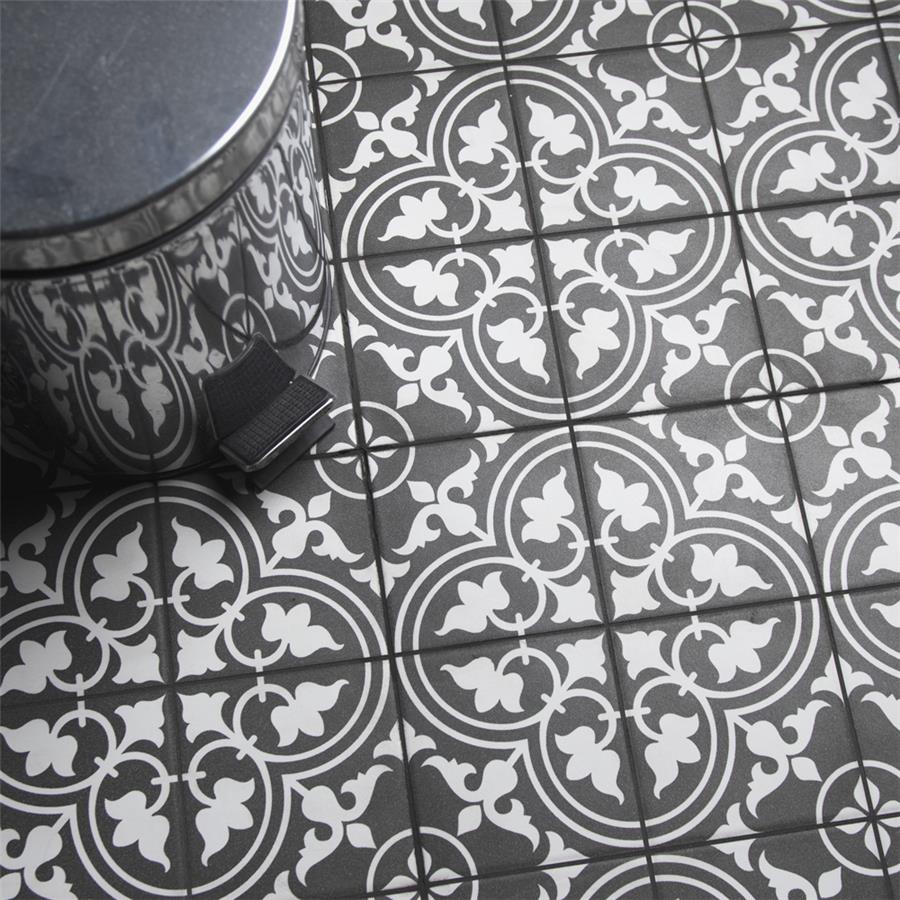 SomerTile - Harmonia 13 in. x 13 in. Ceramic Tile - Classic Black Flooring View