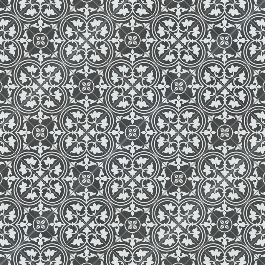 SomerTile - Harmonia 13 in. x 13 in. Ceramic Tile - Classic Black Diagonal Variation