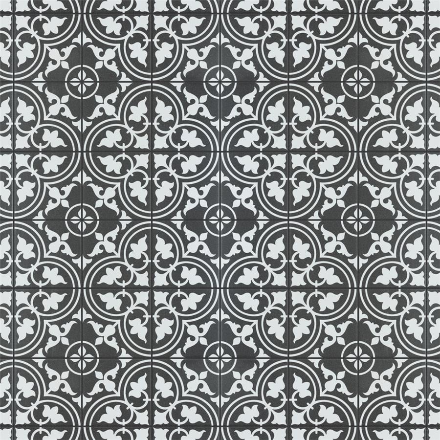 SomerTile - Harmonia 13 in. x 13 in. Ceramic Tile - Classic Black Wall View Variation