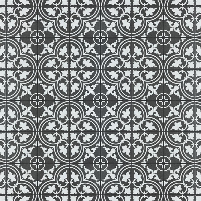 SomerTile - Harmonia 13 in. x 13 in. Ceramic Tile - Classic Black Wall View Variation