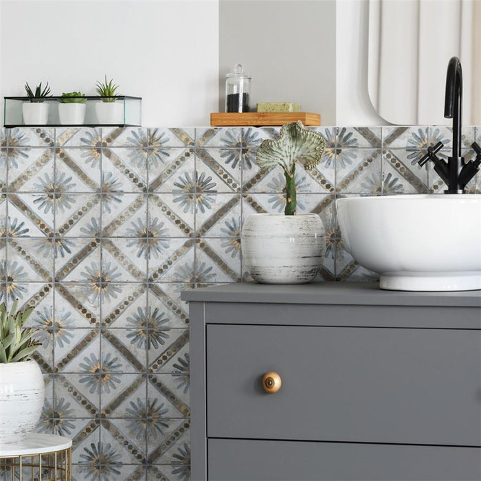 SomerTile - Harmonia 13 in. x 13 in. Ceramic Tile - Kings Marrakech Blue Room Scene