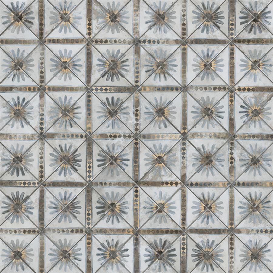 SomerTile - Harmonia 13 in. x 13 in. Ceramic Tile - Kings Marrakech Blue Diagonal
