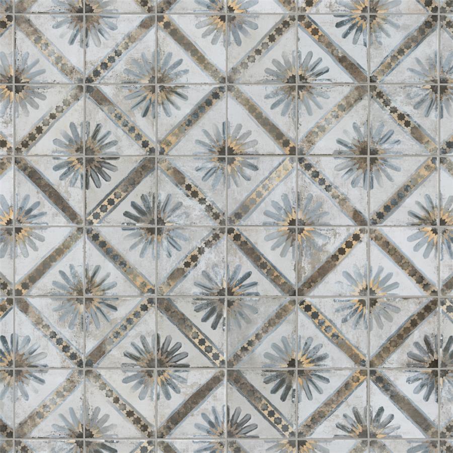 SomerTile - Harmonia 13 in. x 13 in. Ceramic Tile - Kings Marrakech Blue Variation
