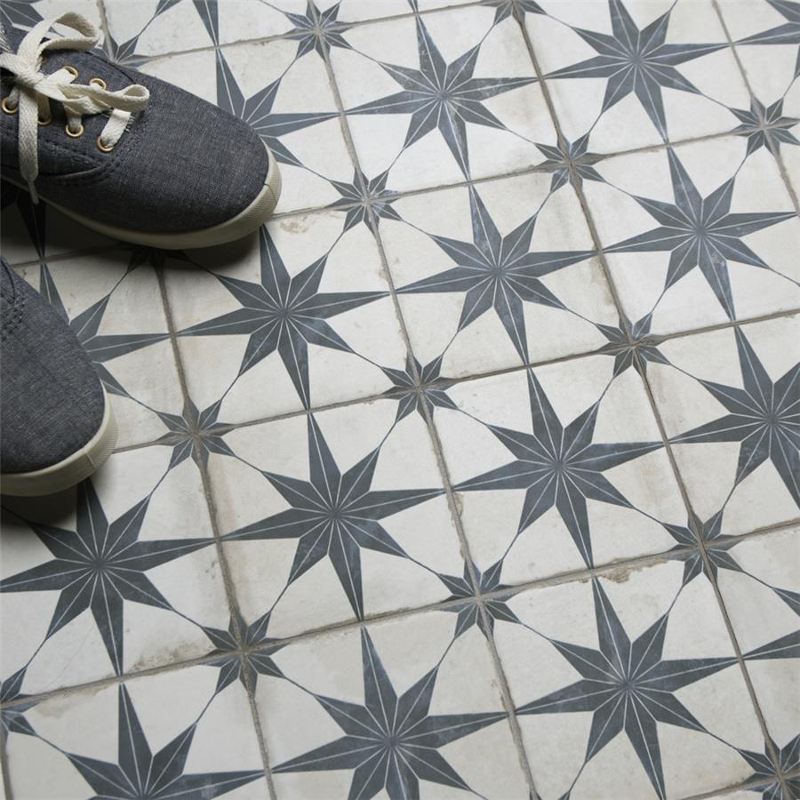 SomerTile - Harmonia 13 in. x 13 in. Ceramic Tile - Kings Star Blue Floor Install