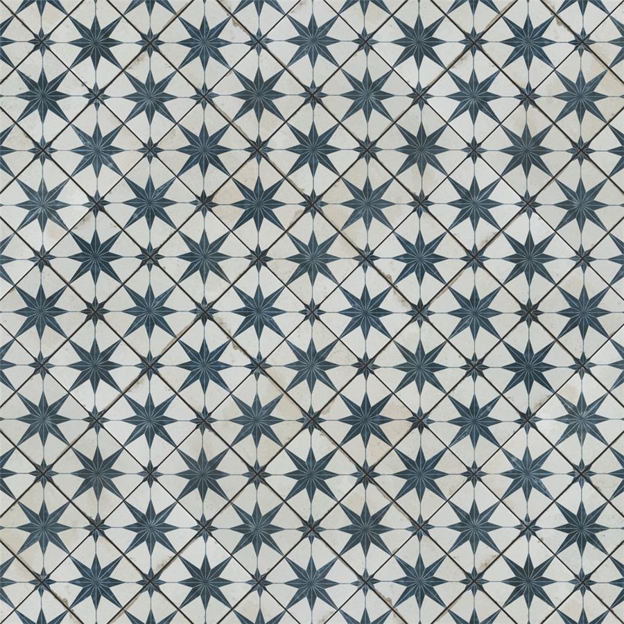 SomerTile - Harmonia 13 in. x 13 in. Ceramic Tile - Kings Star Blue Variation 2