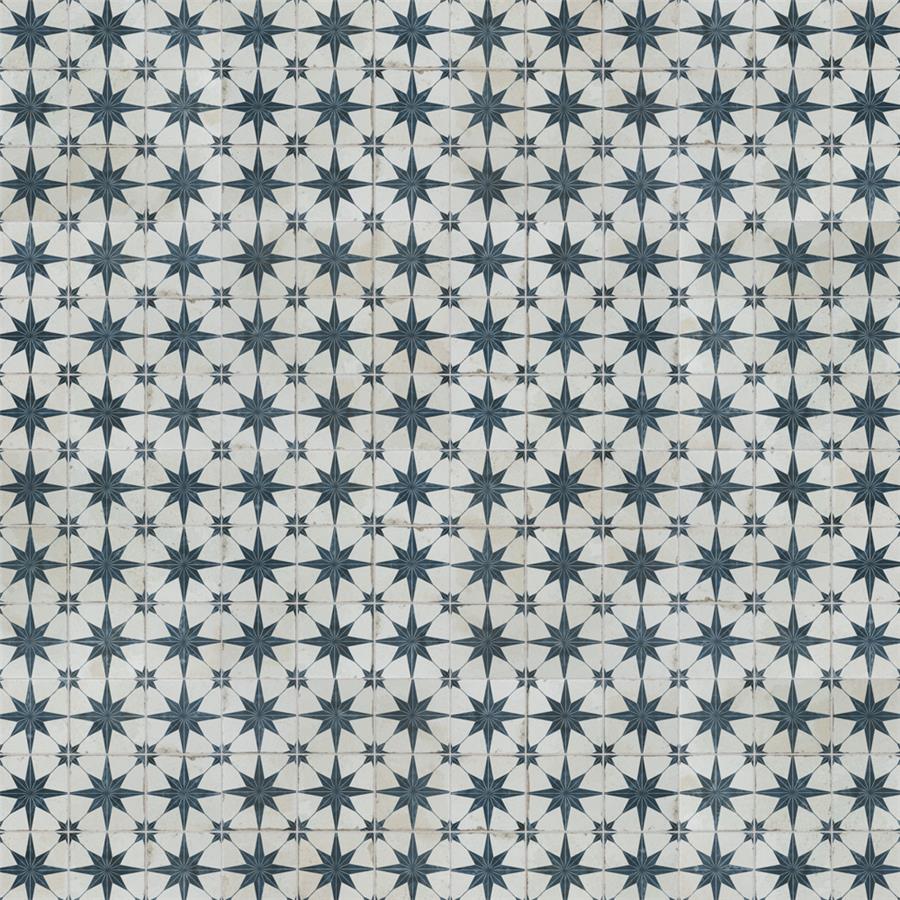 SomerTile - Harmonia 13 in. x 13 in. Ceramic Tile - Kings Star Blue Variation