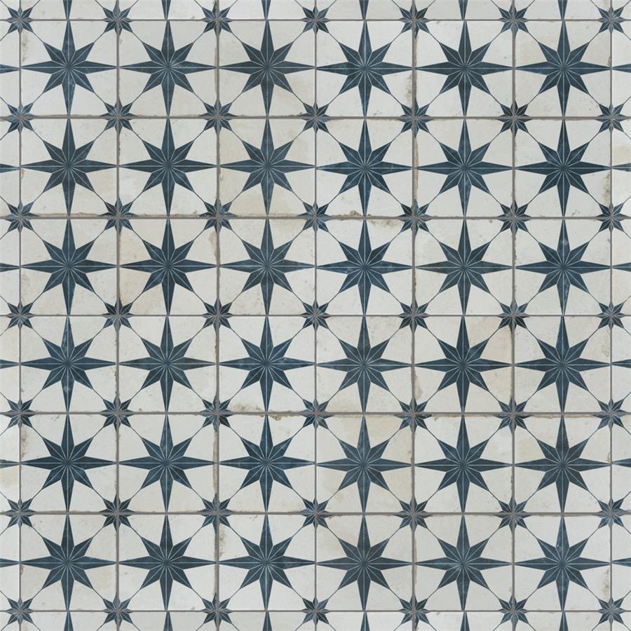 SomerTile - Harmonia 13 in. x 13 in. Ceramic Tile - Kings Star Blue Variation 3