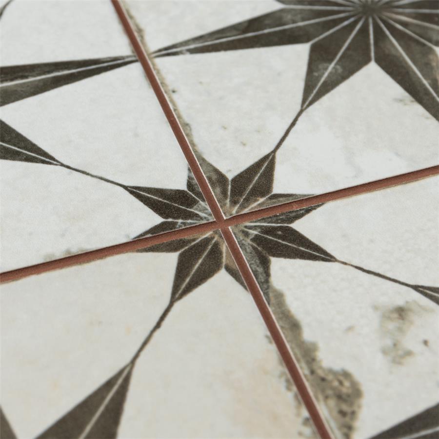 SomerTile - Harmonia 13 in. x 13 in. Ceramic Tile - Kings Star Nero Close