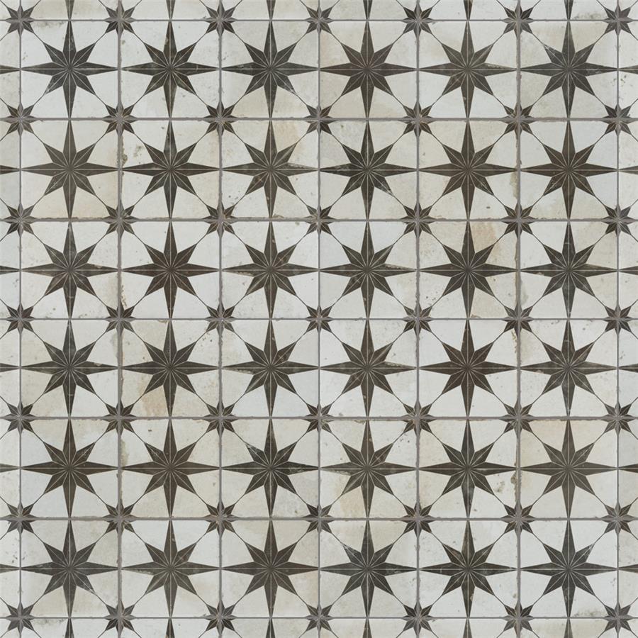 SomerTile - Harmonia 13 in. x 13 in. Ceramic Tile - Kings Star Nero Variation