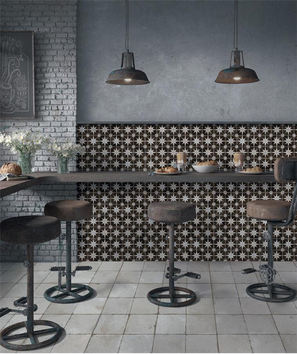 SomerTile - Harmonia 13 in. x 13 in. Ceramic Tile - Kings Star Night Room Scene