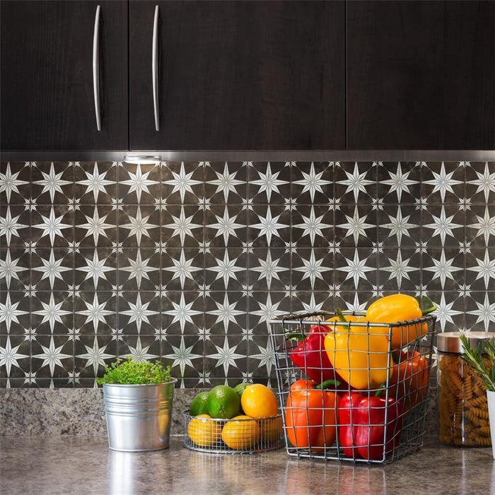 SomerTile - Harmonia 13 in. x 13 in. Ceramic Tile - Kings Star Night Wall Install