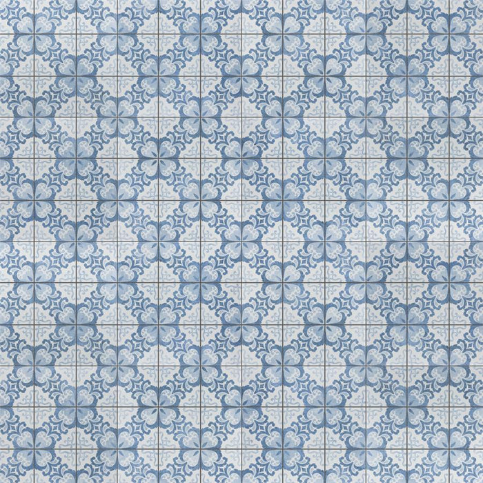 SomerTile - Harmonia 13 in. x 13 in. Ceramic Tile - Floral Lattice Blue Variation 2