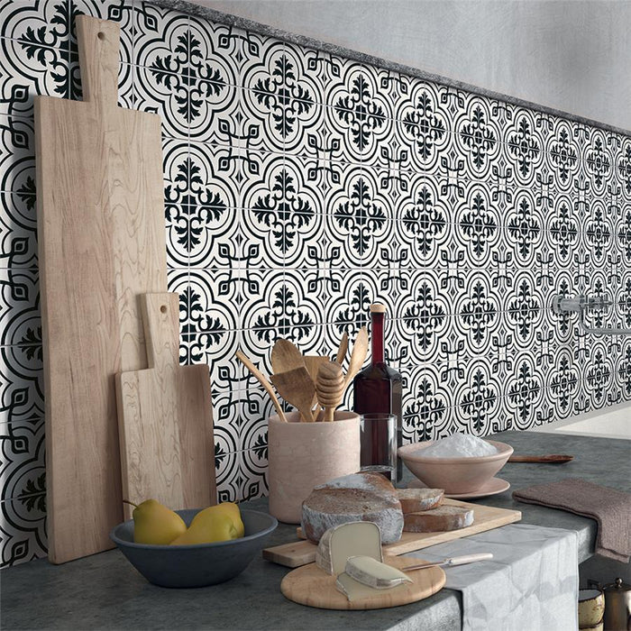 SomerTile - Harmonia 13 in. x 13 in. Ceramic Tile - Vintage White Installed