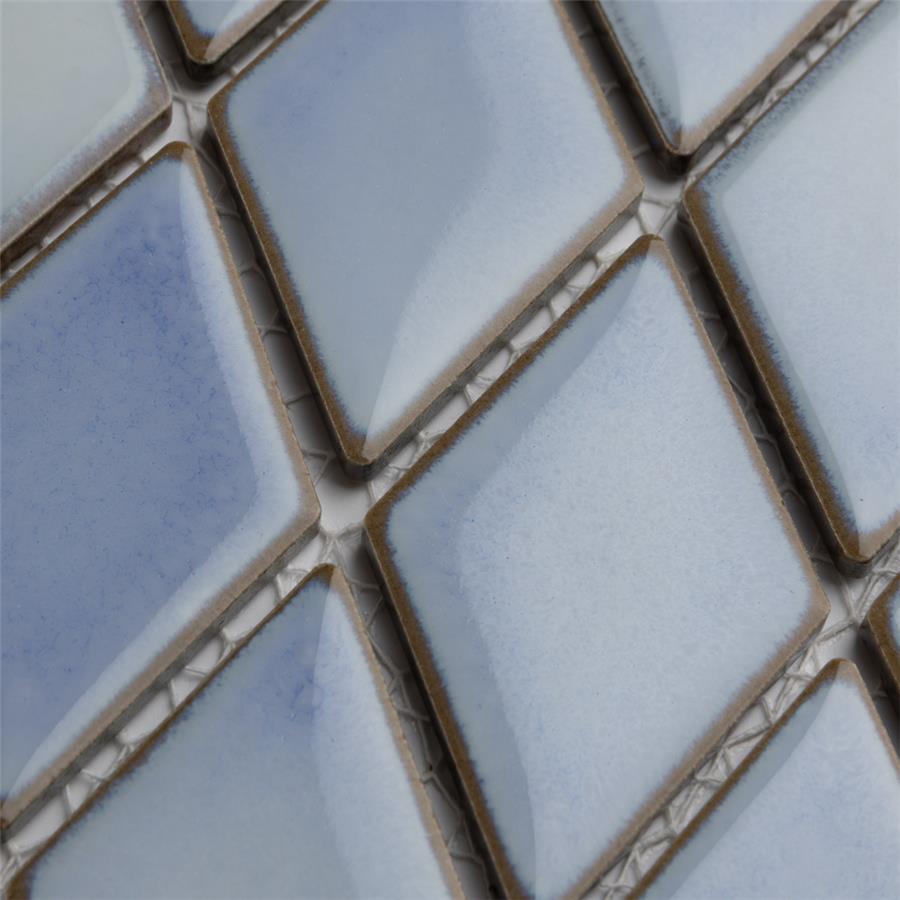 SomerTile - Hudson Kite Porcelain Mosaic - Frost Blue Close View