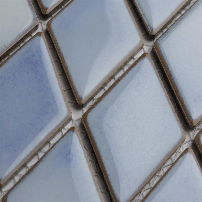 SomerTile - Hudson Kite Porcelain Mosaic - Frost Blue Close View
