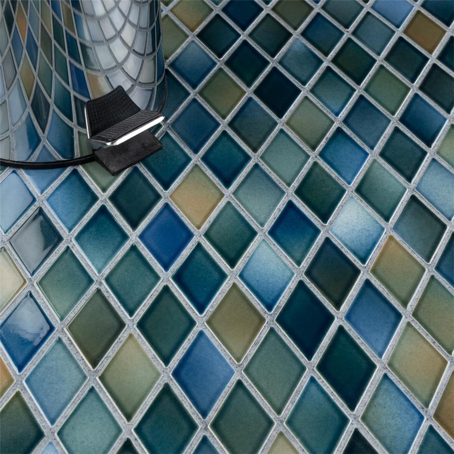 SomerTile - Hudson Kite Porcelain Mosaic - Lagoon Floor