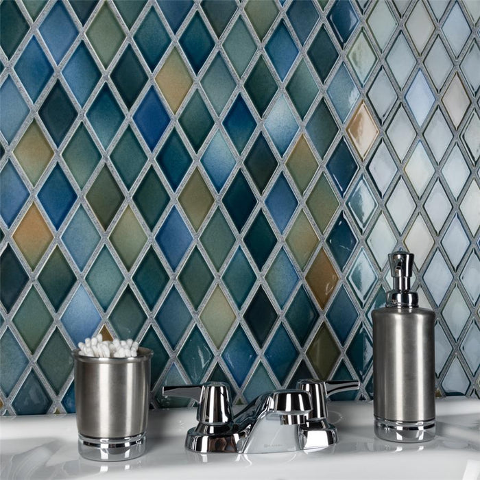 SomerTile - Hudson Kite Porcelain Mosaic - Lagoon Room Scene