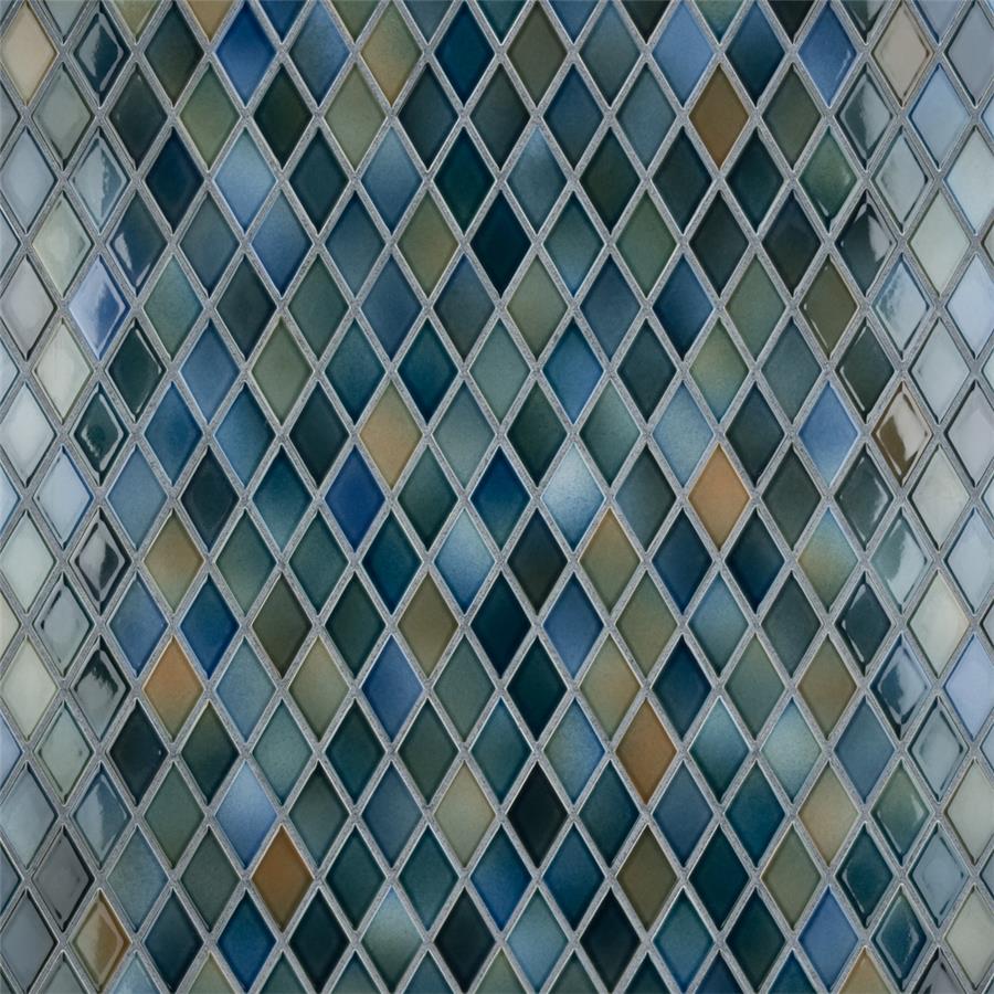 SomerTile - Hudson Kite Porcelain Mosaic - Lagoon Variation