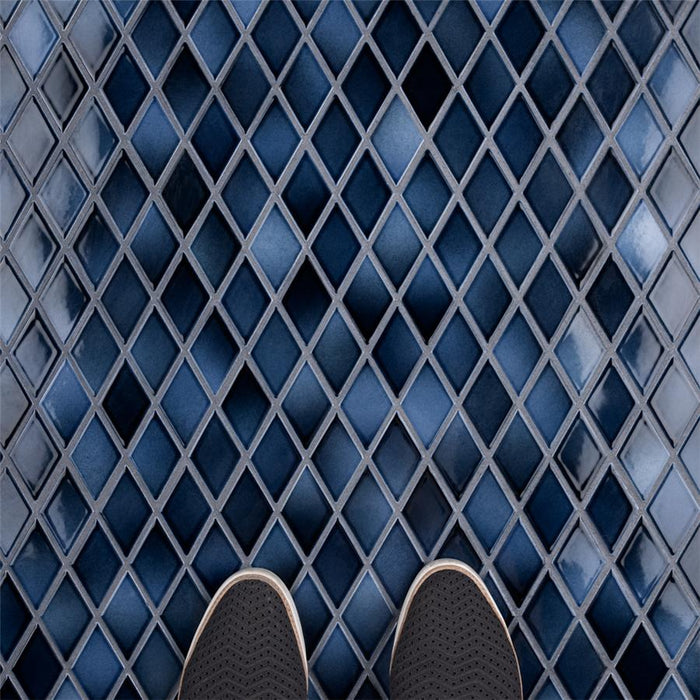 SomerTile - Hudson Kite Porcelain Mosaic - Midnight Floor View