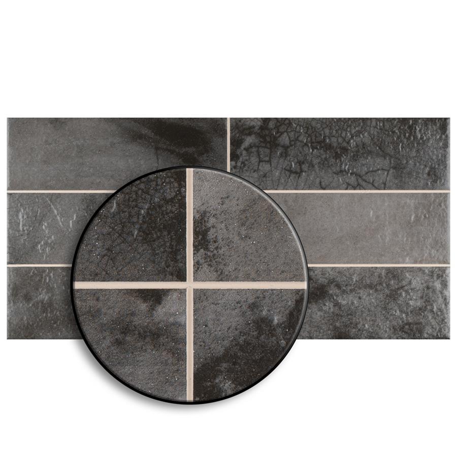 SomerTile - Kings Raku Ceramic Wall Tile – Black Close View