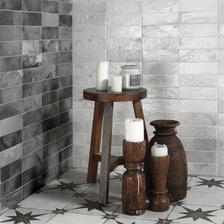 SomerTile - Kings Raku Ceramic Wall Tile – Black Installed