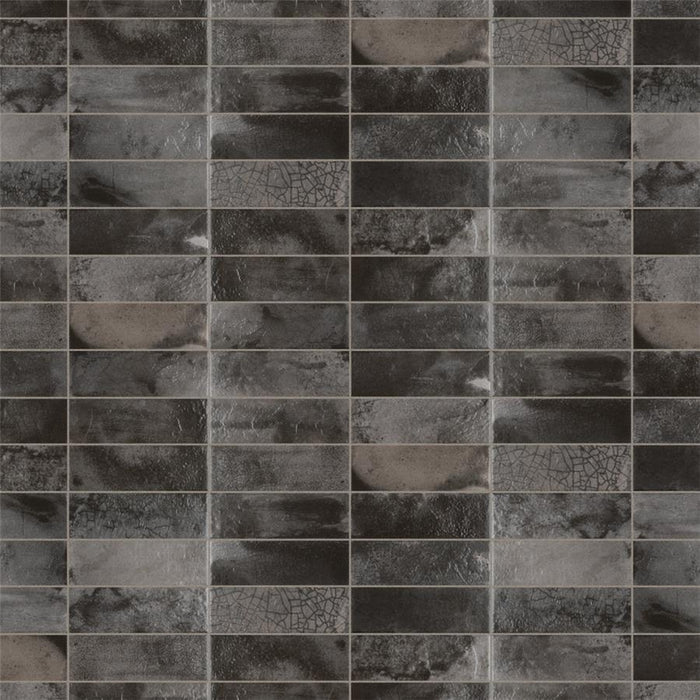 SomerTile - Kings Raku Ceramic Wall Tile – Black Variation 2