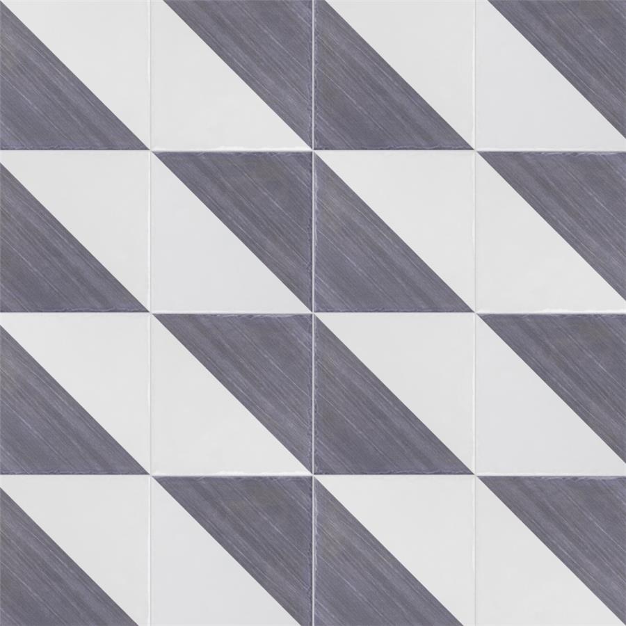 SomerTile - Triangle 6”x 6” Ceramic Wall Tile - Rustique Glossy Blue Installed 6