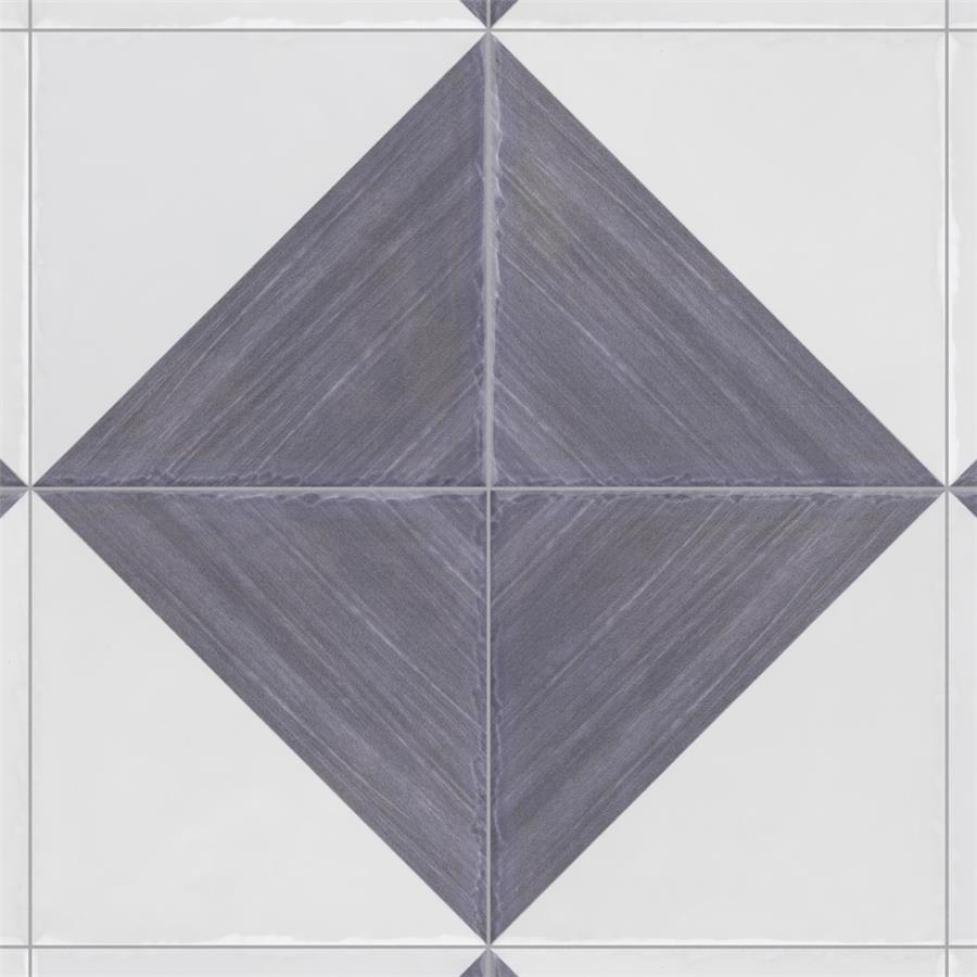 SomerTile - Triangle 6”x 6” Ceramic Wall Tile - Rustique Glossy Blue Installed 8