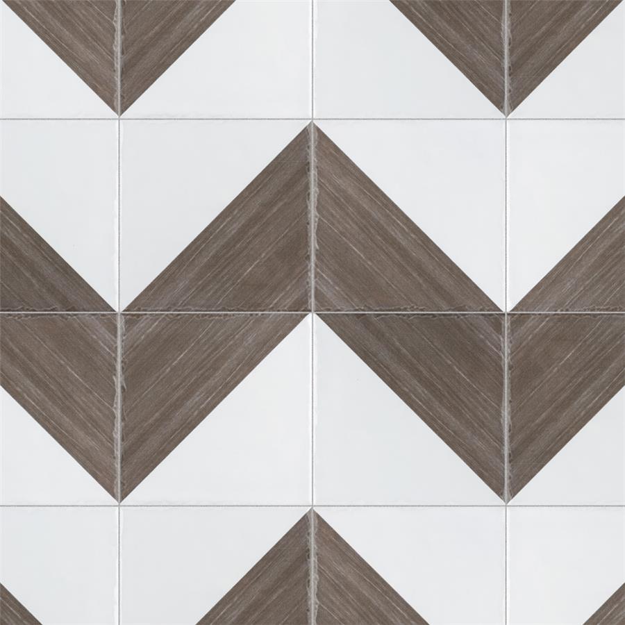 SomerTile - Triangle 6”x 6” Ceramic Wall Tile - Rustique Glossy Brown Installed 4