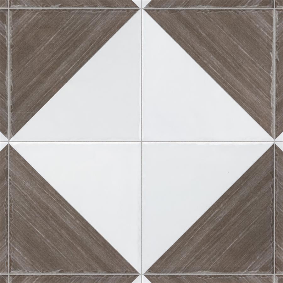 SomerTile - Triangle 6”x 6” Ceramic Wall Tile - Rustique Glossy Brown Installed 6