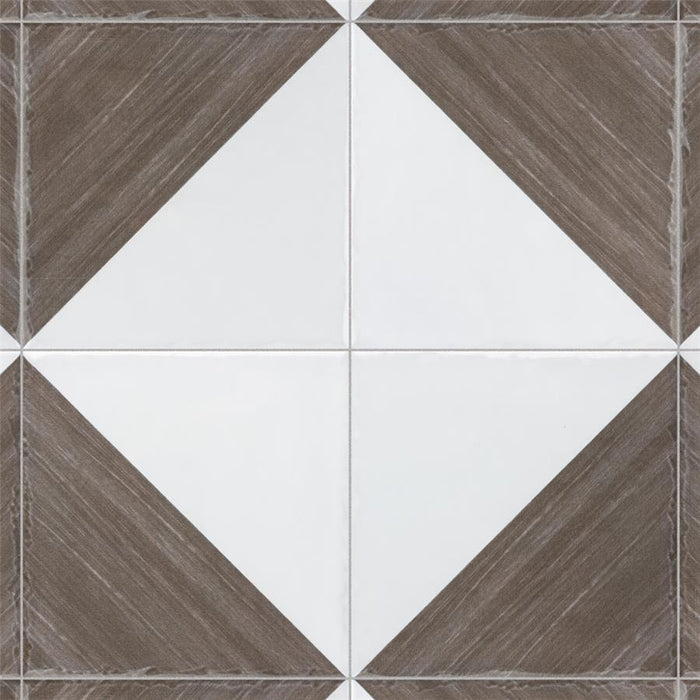 SomerTile - Triangle 6”x 6” Ceramic Wall Tile - Rustique Glossy Brown Installed 6