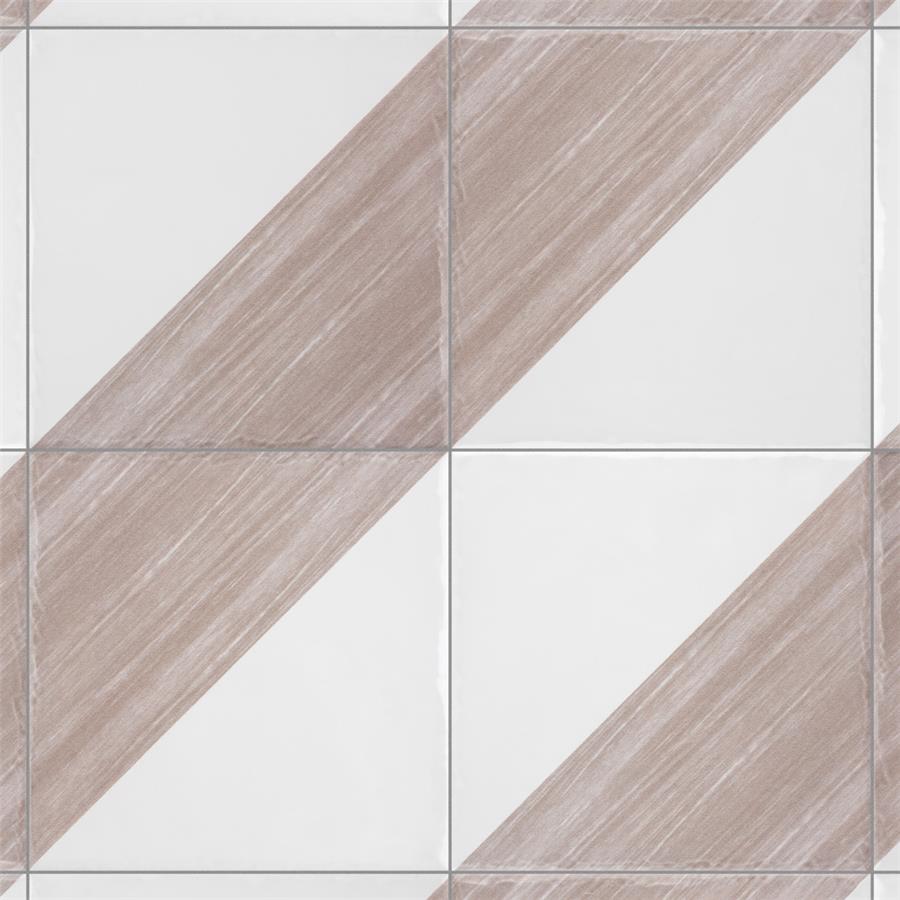 SomerTile - Triangle 6”x 6” Ceramic Wall Tile - Rustique Glossy Tauped Installed 2