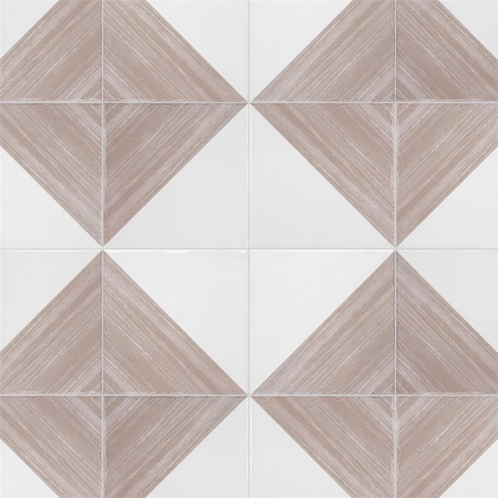 SomerTile - Triangle 6”x 6” Ceramic Wall Tile - Rustique Glossy Tauped Installed 3