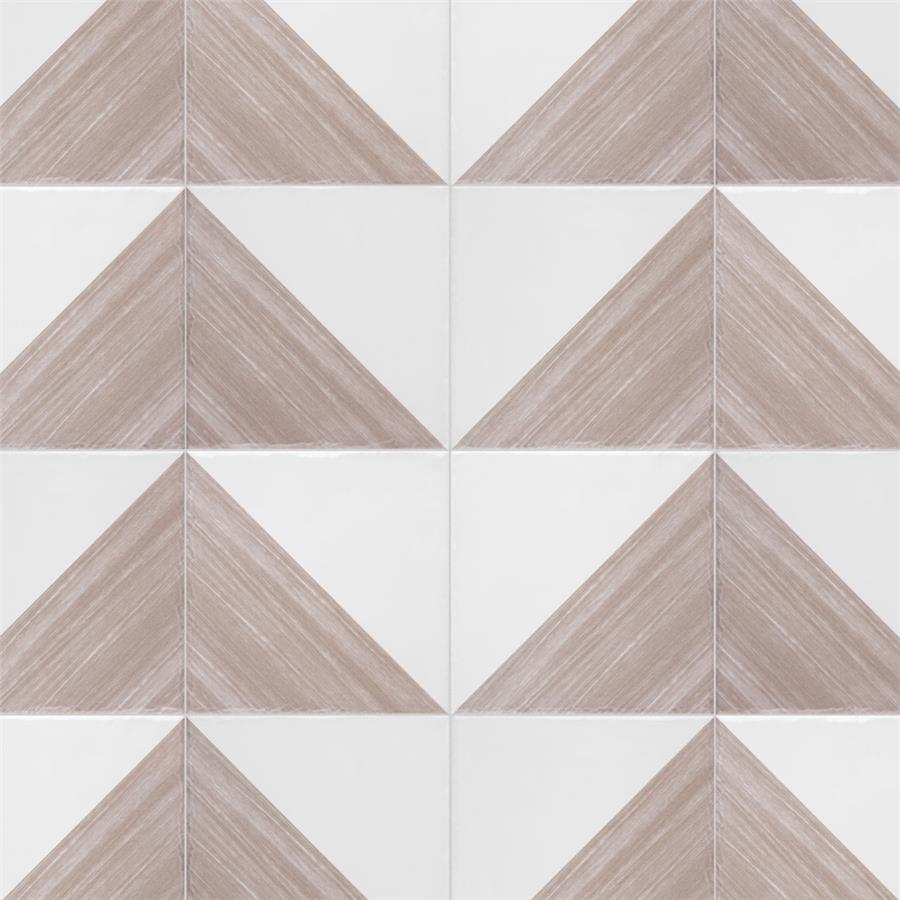 SomerTile - Triangle 6”x 6” Ceramic Wall Tile - Rustique Glossy Tauped Installed 4