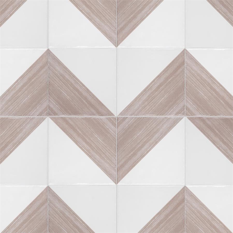 SomerTile - Triangle 6”x 6” Ceramic Wall Tile - Rustique Glossy Tauped Installed 5