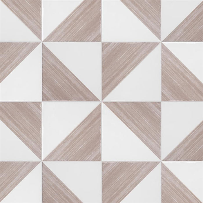 SomerTile - Triangle 6”x 6” Ceramic Wall Tile - Rustique Glossy Tauped Installed 3 6