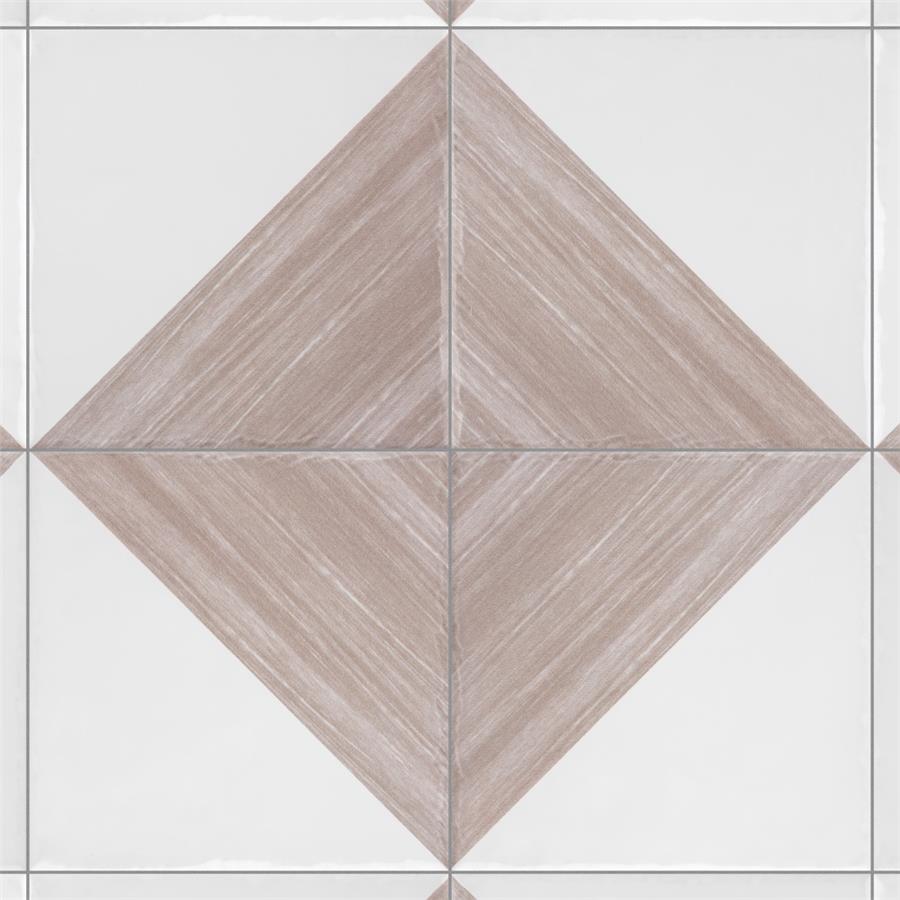 SomerTile - Triangle 6”x 6” Ceramic Wall Tile - Rustique Glossy Tauped Installed 7