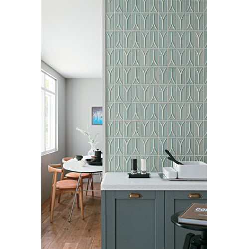 Maniscalco - Takao Series 3 in. x 6 in. 3D Porcelain Tile - Blue Beech Installed
