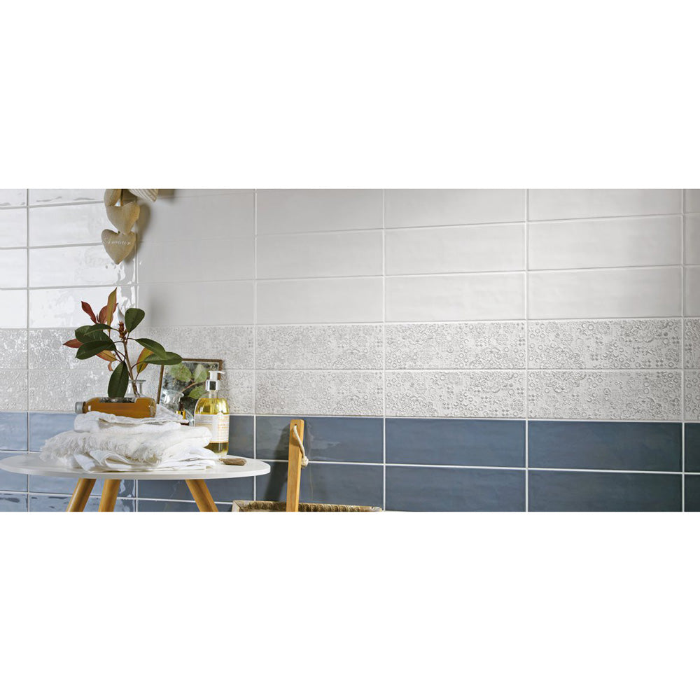 Tamiami - Ashley 4&quot; x 12&quot; Ceramic Wall Tile - Bianco Glossy Wall Install