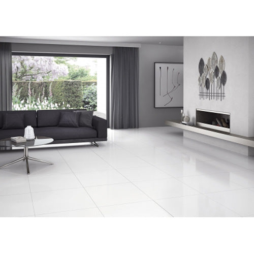 Tamiami - Blanco 24&quot; x 24&quot; Rectified Porcelain Tile - Blanco Polished Room Scene